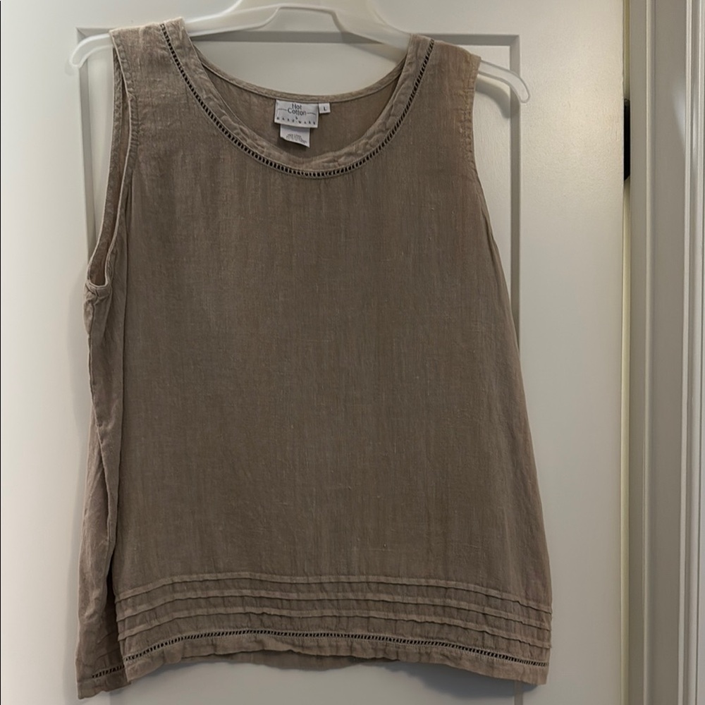 CP Shades Tan Sleeveless Boxy Tank Top